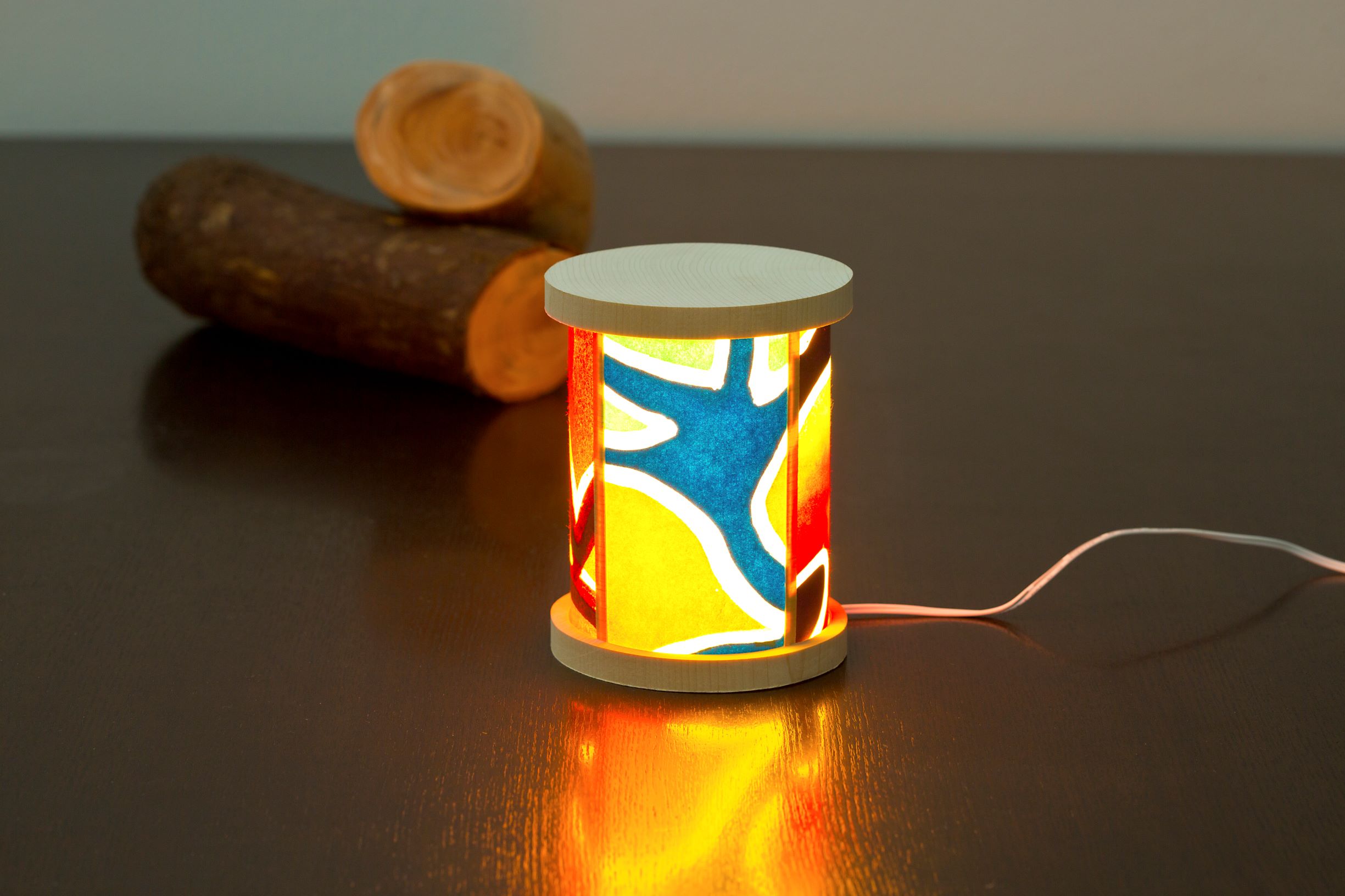 青森ひば間接照明（運行ねぶた和紙使用）（Natural Wood + Real Nebuta Festival Paper Indirect LED  Lighting)